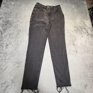 Old Navy Jeans Womens 4 Black Gray High-Rise O.G. Straight Raw Hem Stretch